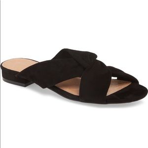 HALOGEN Slip On Sandals / Black Suede Slides